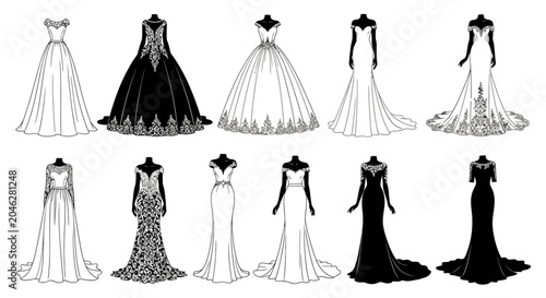 Photos Variety of Black and White Wedding Dresses.