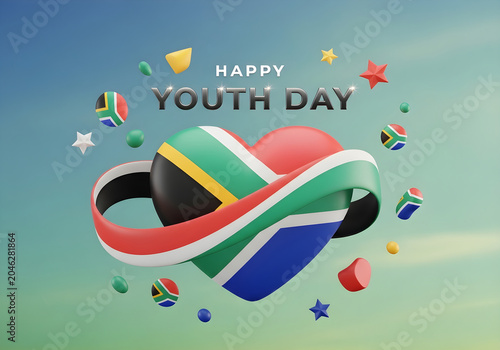 Happy youth day celebration with south african flag
