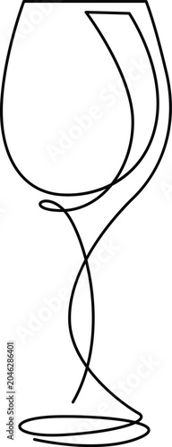 Foto Continuous single line drawing of a wine glass with beverage stemware monoline