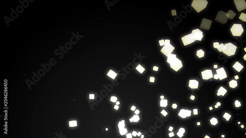 Glowing white geometric shapes in scattered light patterns for artistic digital backgrounds. Suitable for motion graphic design projects.