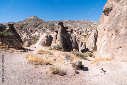 Landscape in the Devrent Valley in Cappadocia on a summer day.
