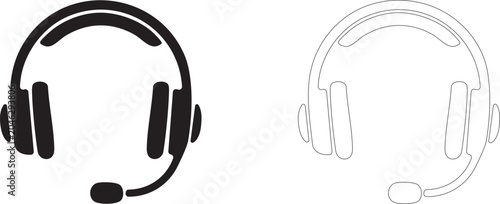 Foto Communication headset vector icon, mission control operator headphones symbol, radio contact with astronauts, audio monitoring and aviation dispatch service