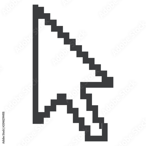 Computer mouse arrow pointer icon in classic pixelated square edge style.