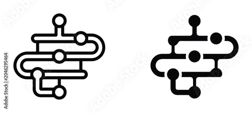 Obraz na płótnie Abstract Network Connections, Circuit Board Paths, Data Flow Icons, Technology N