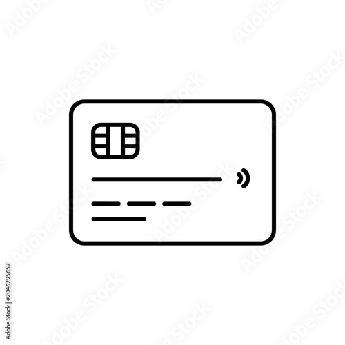 Minimalist outline icon of a contactless credit card for secure digital financial transactions