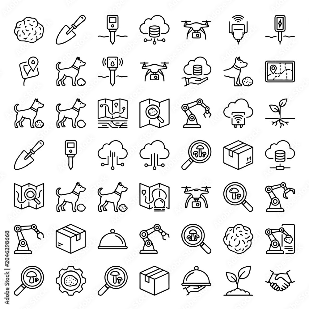 Fototapeta premium Collection Of Line Icons Featuring Agriculture Technology And Weather