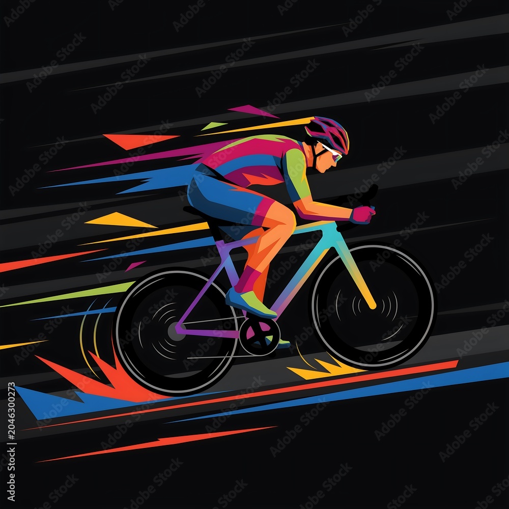 Fototapeta premium Cyclist racing on track with motion blur effect