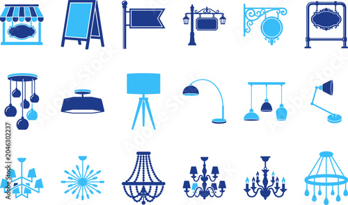 Photos Collection of shop signs and interior lighting fixtures including ceiling lamps and modern chandelier light designs
