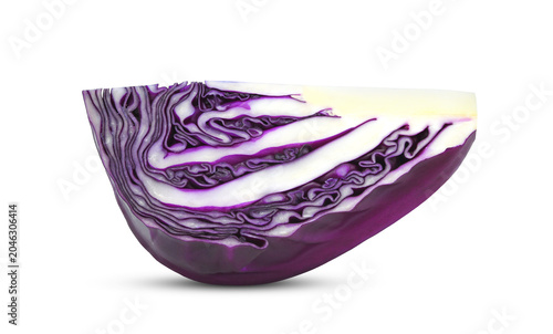 Slice of red cabbage isolated on transparent background. PNG