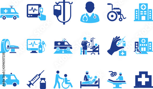 Fotografija Set of medical icons for healthcare services emergency room and hospital treatment symbols