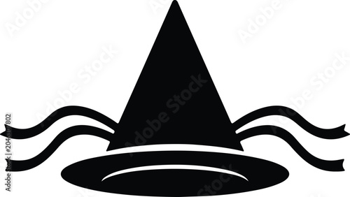 Canvastavla Silhouette vector witch hat with ribbon for spooky halloween celebration design