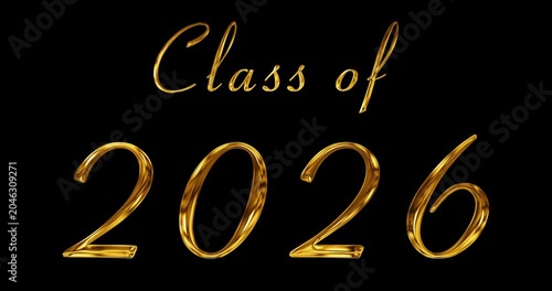 Golden Class of 2026 typography animation cinema title opener styled. Celebrating graudation for the 2026 Batch. Glistering commencement of academic journey, celebratory festive like motion graphic.
