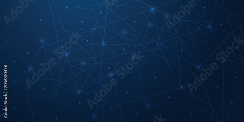 Abstract blue polygon network background with connected lines and glowing nodes, futuristic digital mesh, big data communication and technology innovation concept