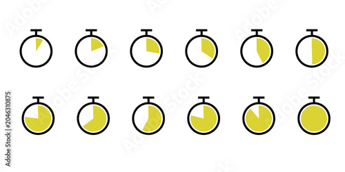 Bild auf Leinwand Stopwatch and timer countdown progression icon set .