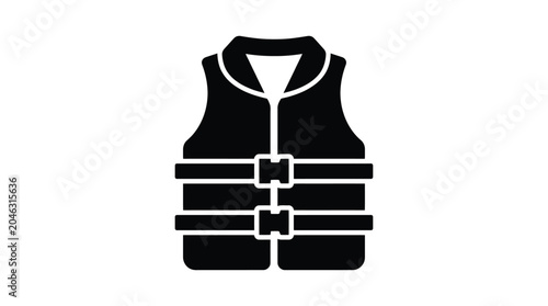 Foto Life vest silhouette against a white background a simplified black graphic outli