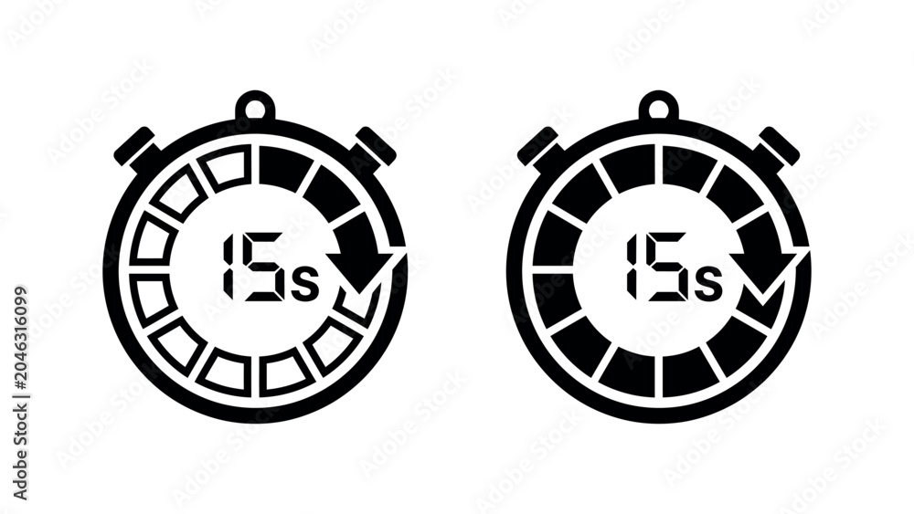 Fototapeta premium 15 Second Timer Stopwatch Icon Vector Illustration