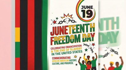 Juneteenth Freedom Day poster, celebrating emancipation and the end of slavery, African American history and culture commemoration flyer