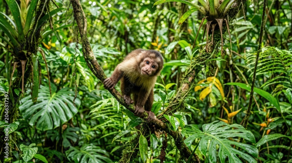 Obraz premium Monkey in Dense Tropical Forest 