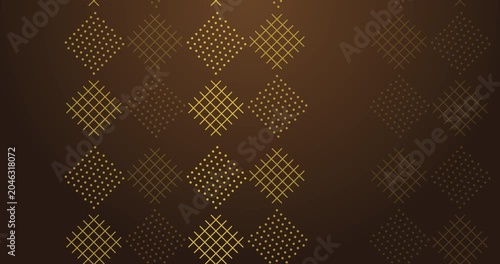 
Luxury geometric seamless pattern golden diamond grid tile ornamental bg. Checkered hand-woven pattern style. Striped seamless loop elegant festive season, christmas universal backdrop.

