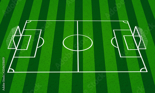 3D Perspective Football Field Layout on Green Grass
