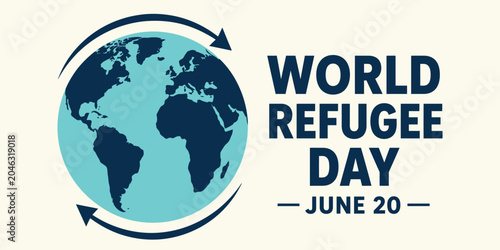 Tableau sur toile World Refugee Day June 20 Global Migration Awareness Earth Vector Illustration