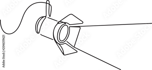 Line continuous drawing vector Searchlight icon. One line Theater spotlight icon vector background. one line art icon drawing vector