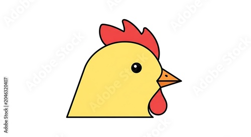 Cartoon yellow chick with red comb and wattle.