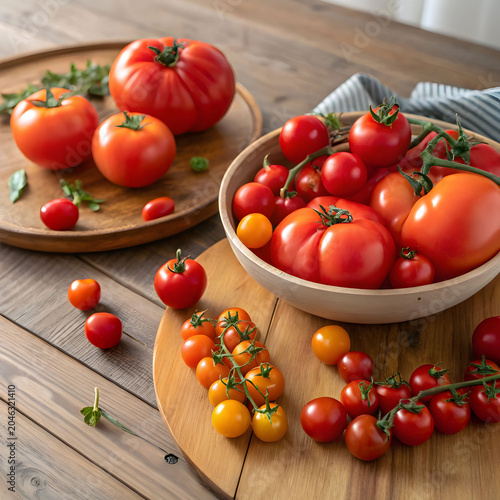 high angle view of tomatoes on table