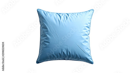 Light Blue Square Throw Pillow Isolated on White Background - Decorative Soft Cushion for Interior Home Decor Mockup