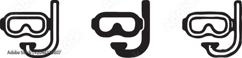 Photography Black snorkeling mask and snorkel icons