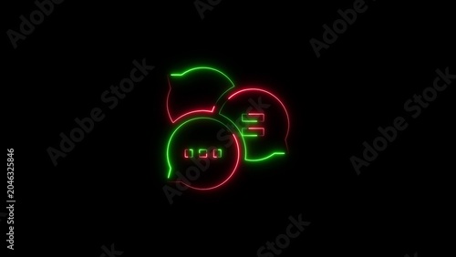 Neon image multicolored speech bubble icons with communication conversation fluorescent electric interface