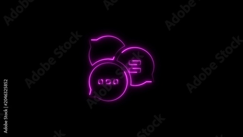 Neon image glowing chat bubble icon with communication conversation fluorescent electric interface technology