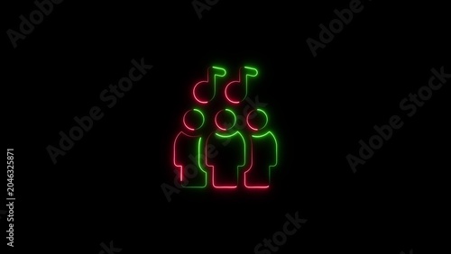 Neon image people singing music symbol with performance creative entertainment vocalist graphics multicolor