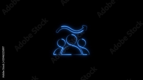 Neon image people with growth chart icon business improvement strategy development management corporate