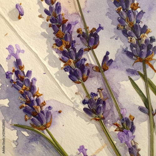 Close-up of Delicate Lavender Sprigs on a Textured Surface.