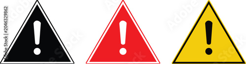 Bild auf Leinwand Red exclamation mark inside a yellow warning triangle sign isolated on a white b