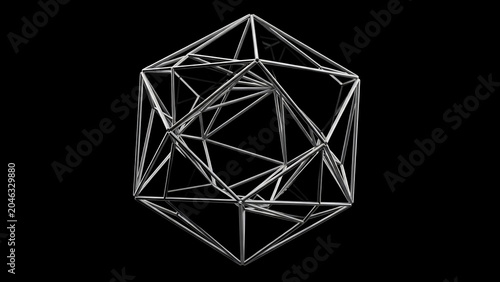 Abstract Geometric Wireframe Icosahedron Structure