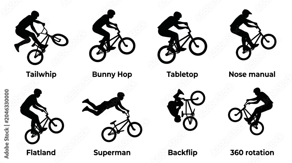 Obraz premium BMX bicycle tricks vector illustrations.