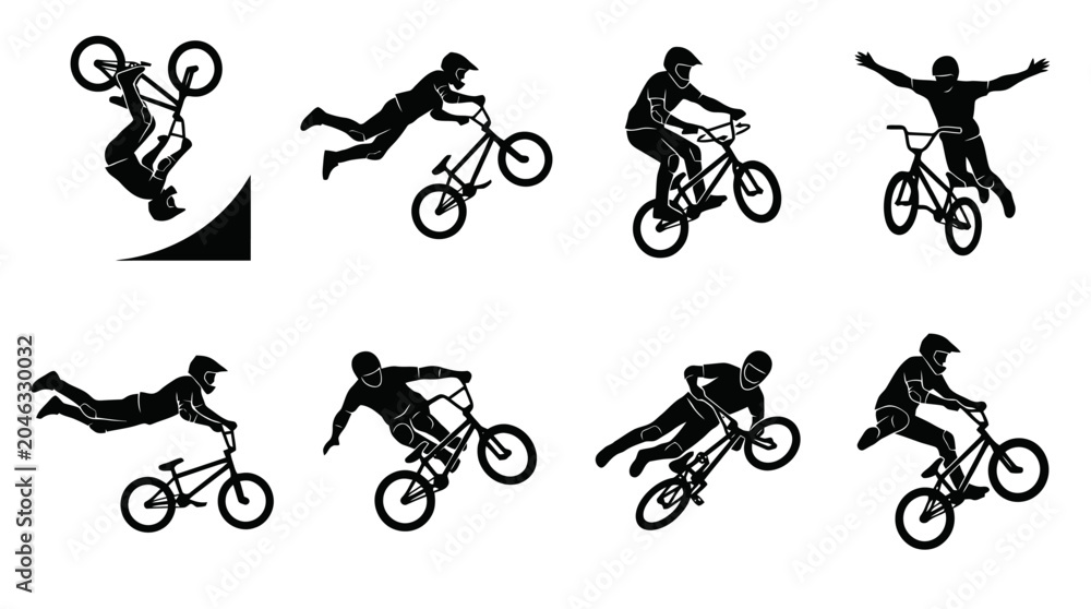 Obraz premium Silhouette illustrations of people riding bicycles.