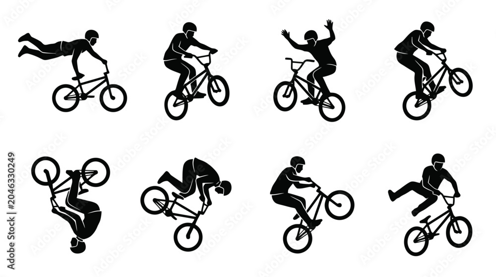 Obraz premium BMX riders performing various stunts and tricks.