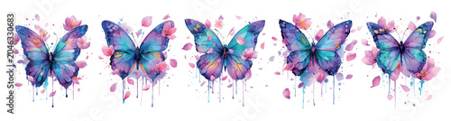 Valokuva Butterflies flying, showcasing colorful watercolor artistry with pastel wings in