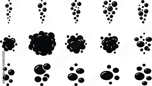 Canvastavla Assortment of Black Icons Representing Bubbles and Effervescence liquid water