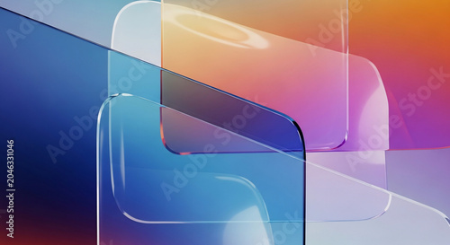Abstract Glass Morphism Background with Colorful Gradient Layers