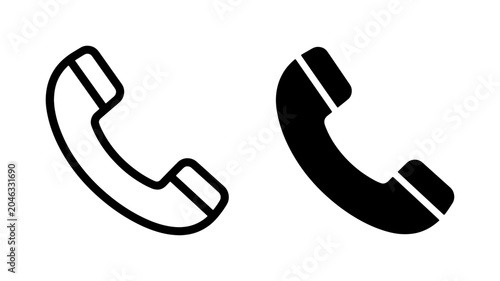Foto Two Telephone Handset Icons, Outline and Solid Black, Communication and Support