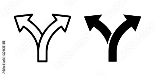 Bild auf Leinwand Forking Arrows Icon Set, Directional Choice, Decision Making, Path Options, Vect