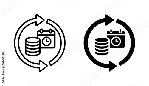 Fotografía Circular Arrows with Calendar and Coins Icons, Time and Money Cycle, Business Fi