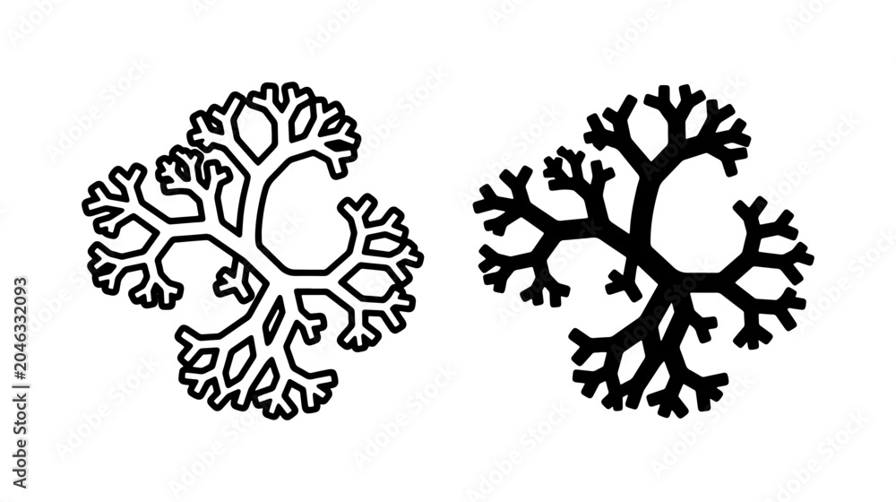 Φωτογραφία Fractal Branching Patterns, Organic Geometric Shapes, Black and White Abstract D