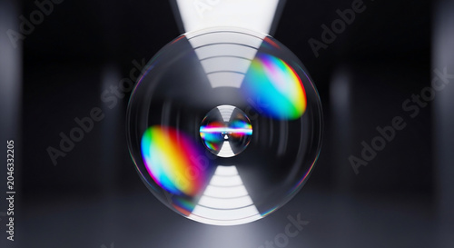 Abstract Glass Sphere with Rainbow Light Refraction