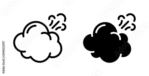 Canvastavla Cloud Icon Set, Weather Symbol, Smoke Puff, Steam Vent, Air Blast, Simple Line A