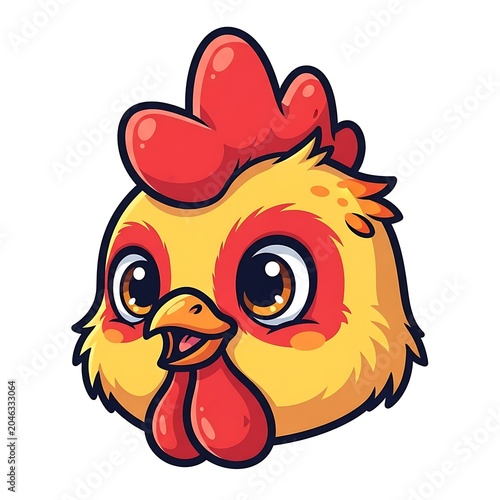 Cute cartoon character with big eyes and red hair.